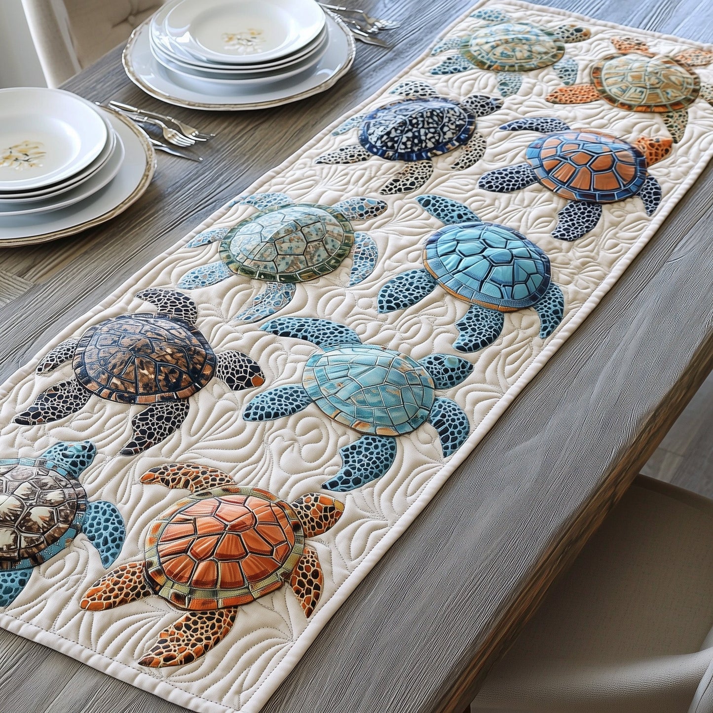 Turtle Charm Quilted Table Runner GFTONL3546