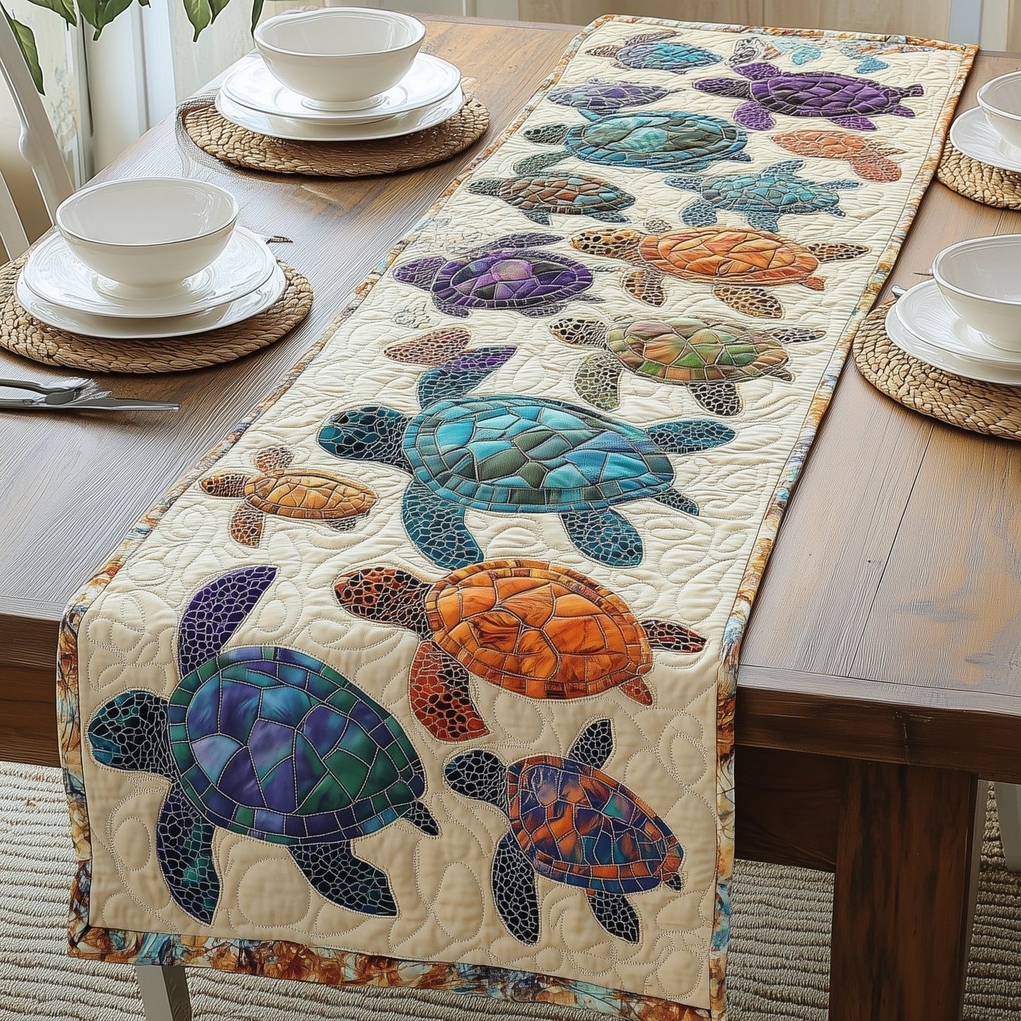 Turtle Charm Quilted Table Runner GFTONL3547