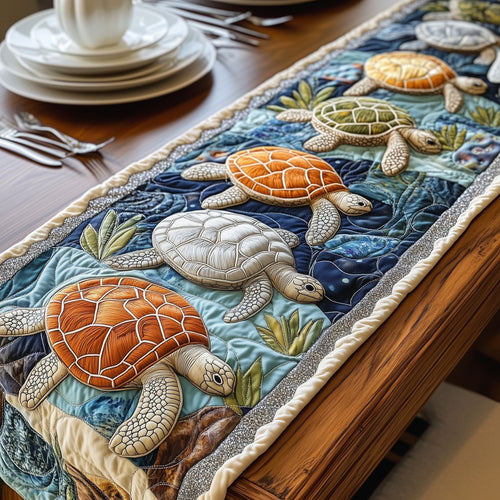 Cheerful Turtle Quilted Table Runner GFTONL3551