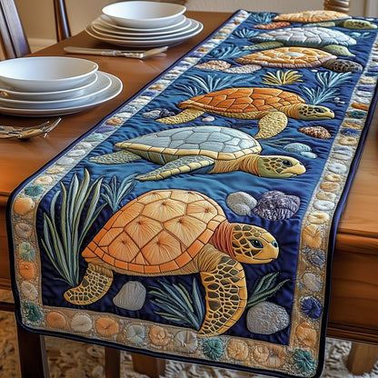 Cheerful Turtle Quilted Table Runner GFTONL3552