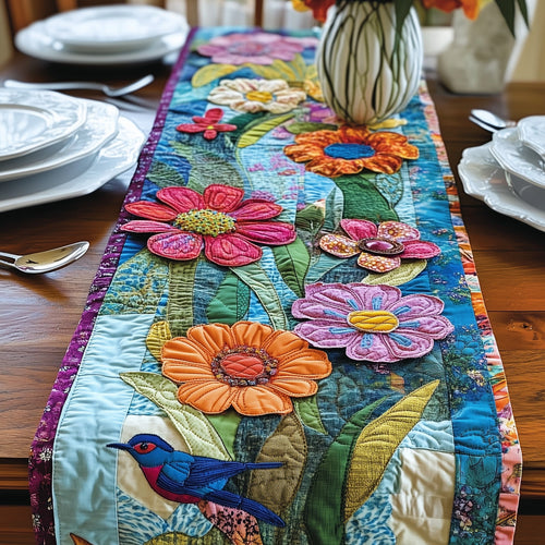 Colorful Blossoms Quilted Table Runner GFTONL3575