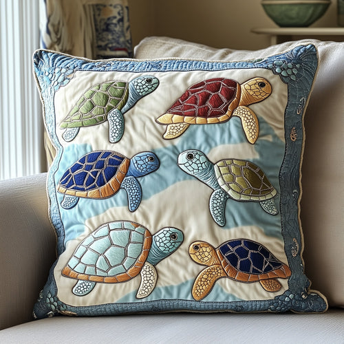 Cheerful Turtle Quilted Pillow Case GFTONL3593