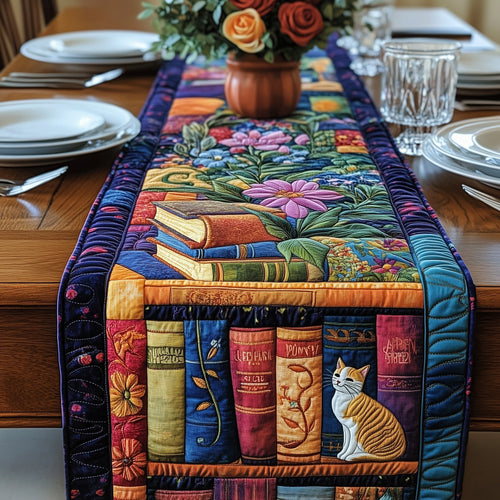 Cat And Books Quilted Table Runner GFTONL3642