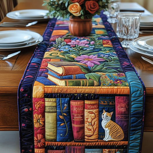 Cat And Books Quilted Table Runner GFTONL3642
