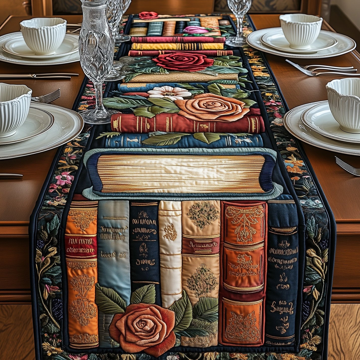 Floral Books Quilted Table Runner GFTONL3645