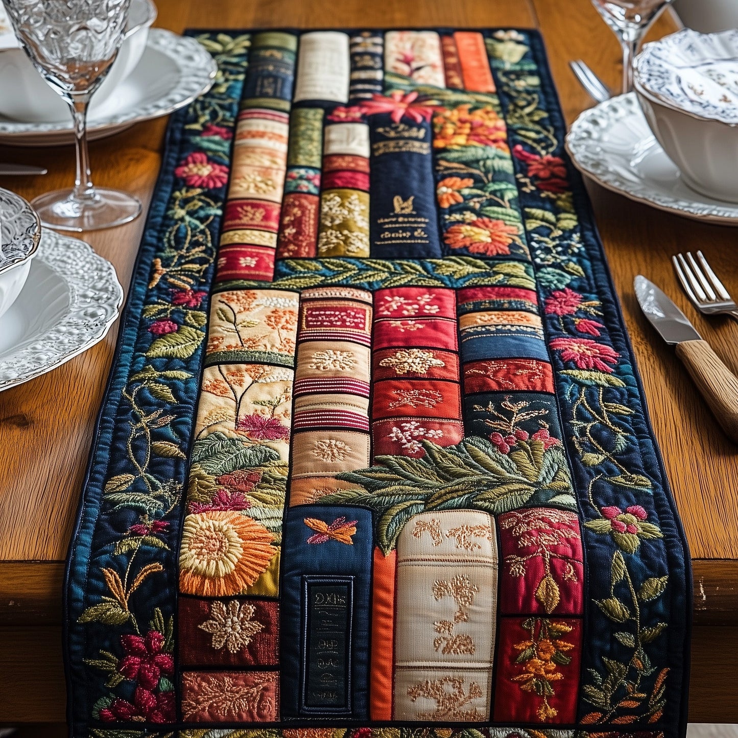 Floral Books Quilted Table Runner GFTONL3647