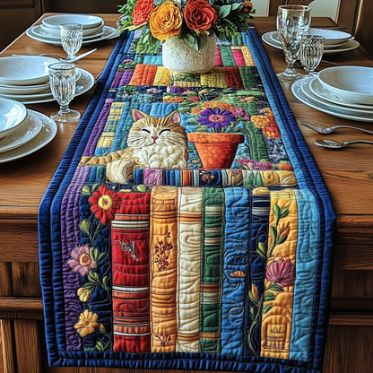 Cat And Books Quilted Table Runner GFTONL3649