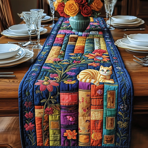 Cat And Books Quilted Table Runner GFTONL3650
