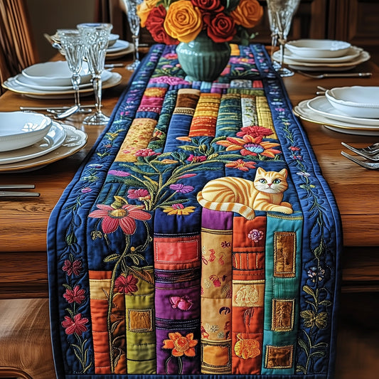 Cat And Books Quilted Table Runner GFTONL3650