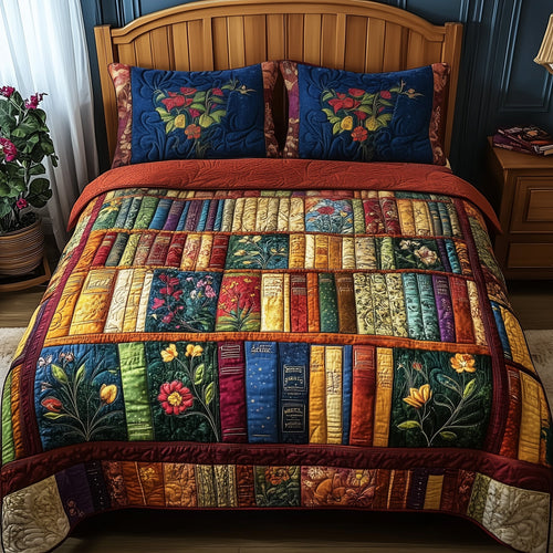 Vintage Bookshelf 3-Piece Quilted Bedding Set GFTONL3653