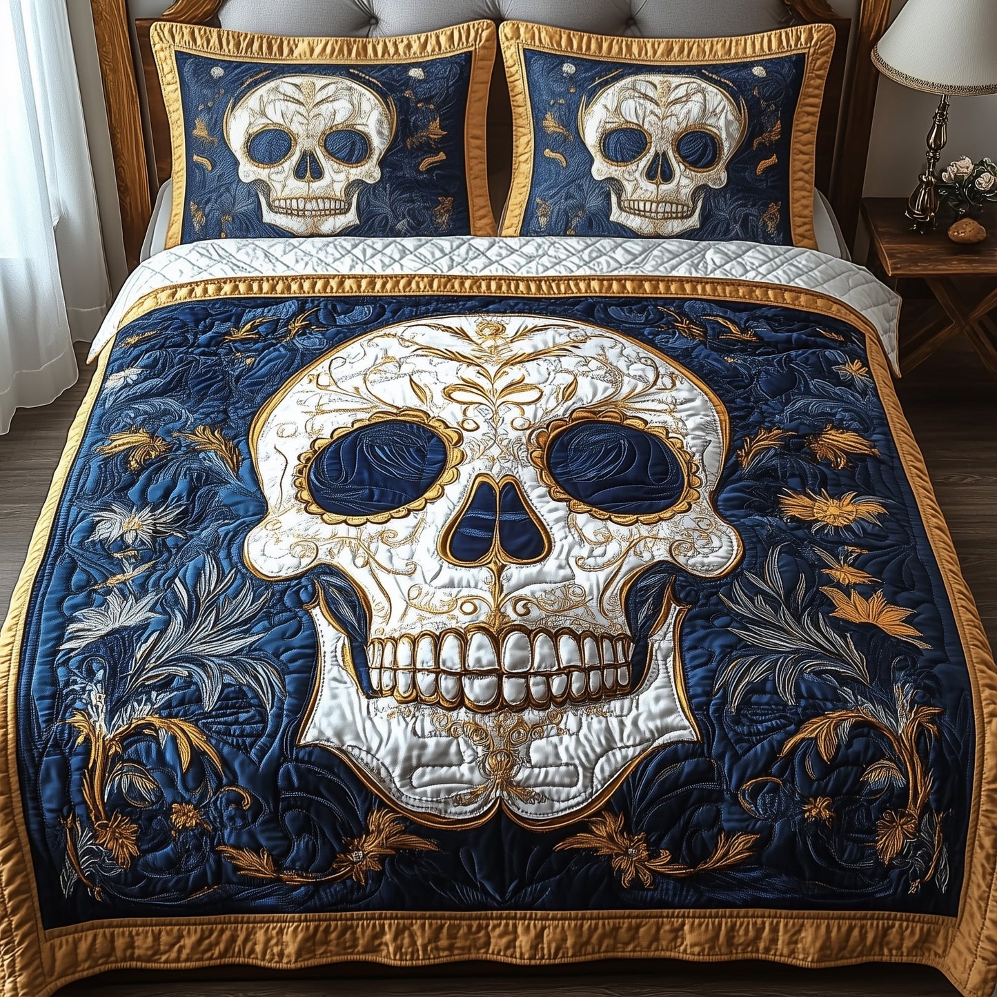 Artful Skull 3-Piece Quilted Bedding Set GFTONL3690
