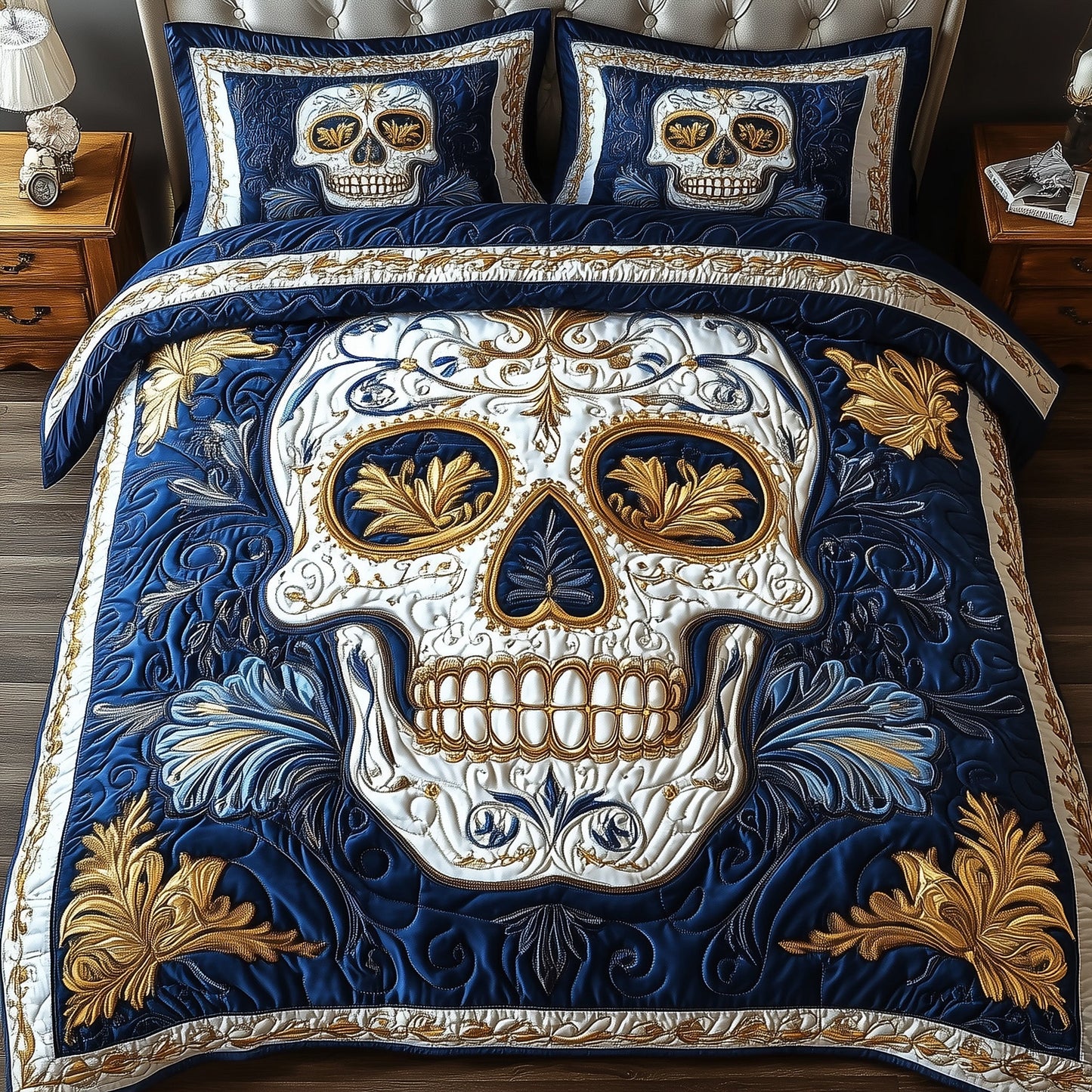Artful Skull 3-Piece Quilted Bedding Set GFTONL3691