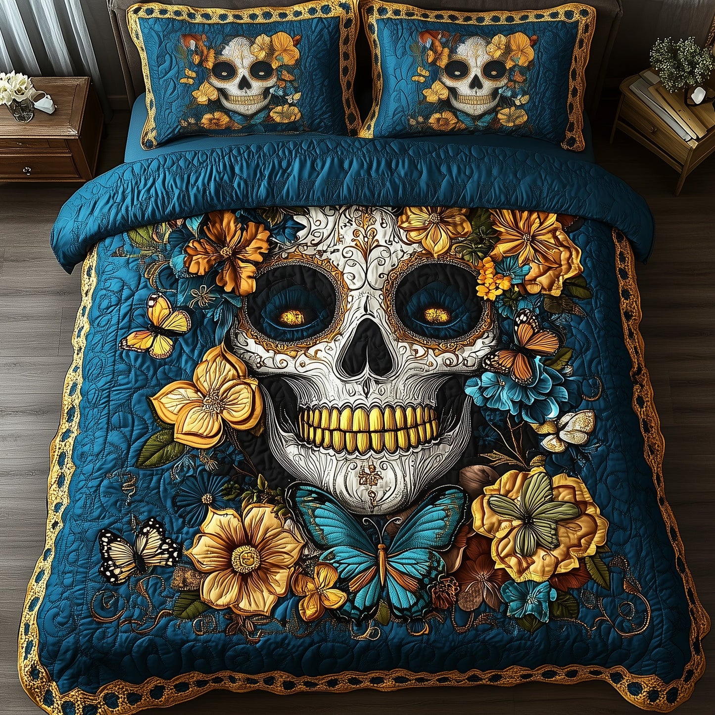 Lady Skull 3-Piece Quilted Bedding Set GFTONL3695