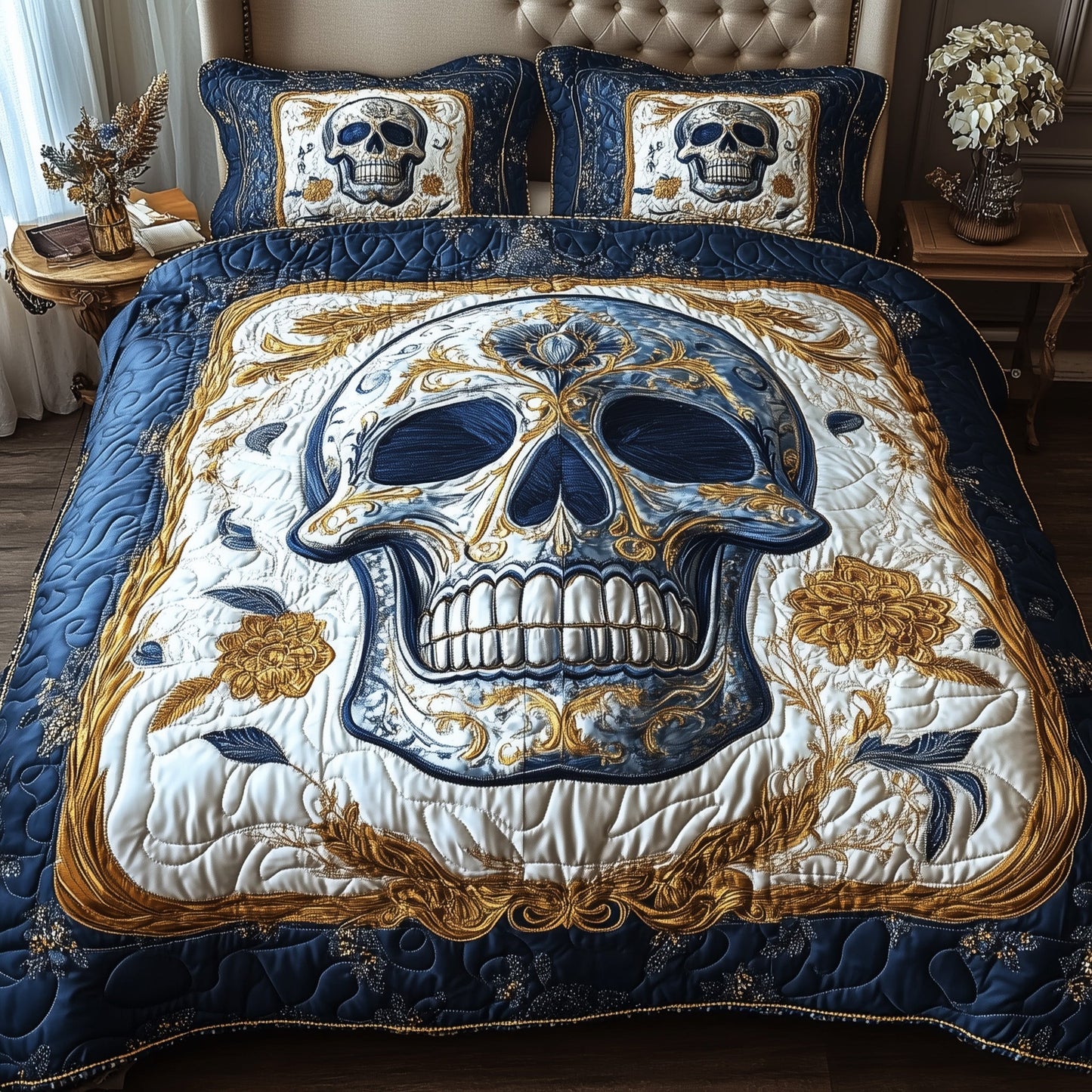 Artful Skull 3-Piece Quilted Bedding Set GFTONL3696