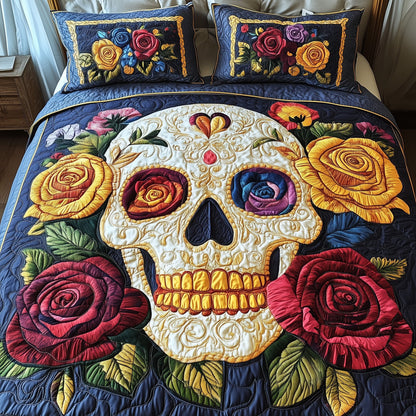 Floral Skull 3-Piece Quilted Bedding Set GFTONL3698