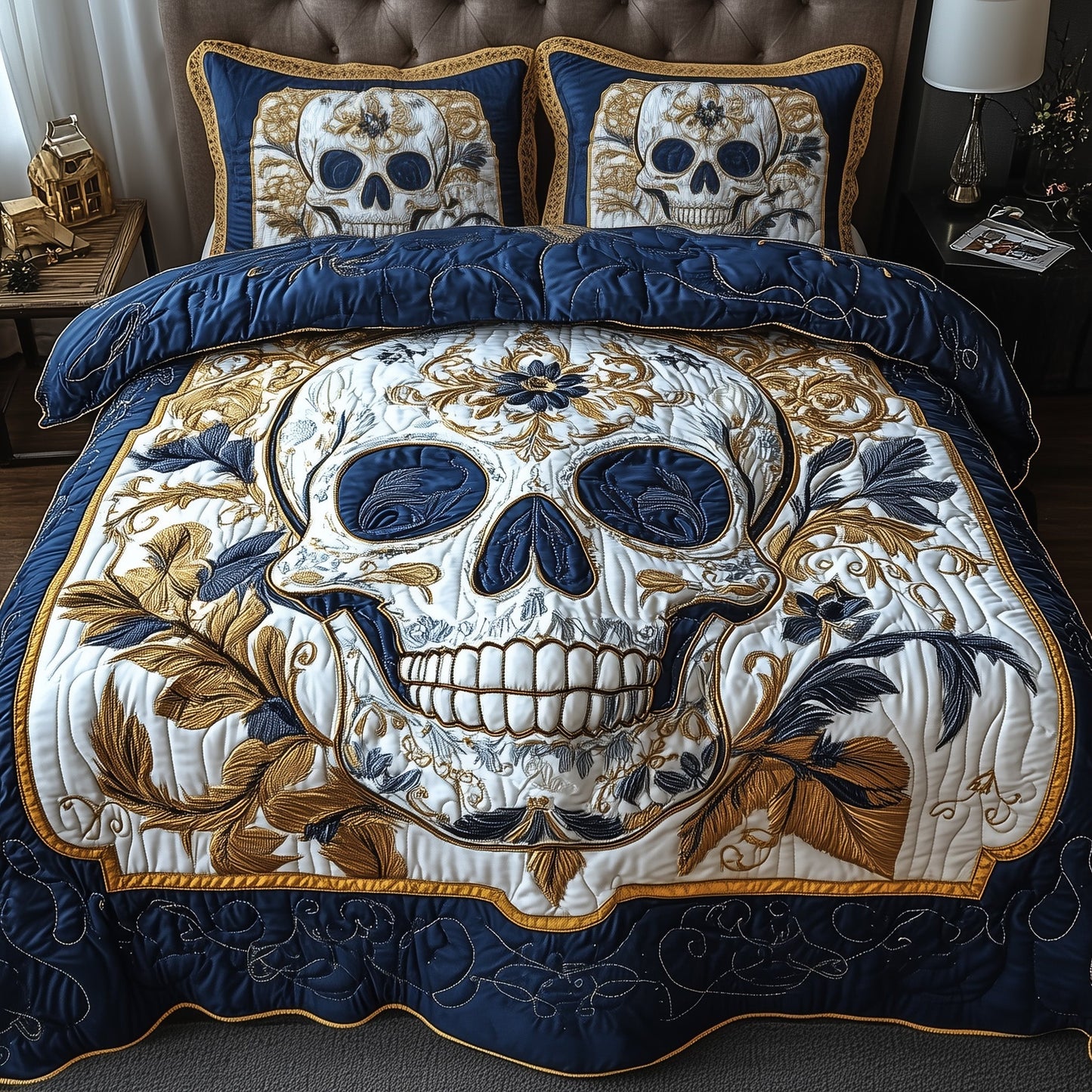 Artful Skull 3-Piece Quilted Bedding Set GFTONL3702