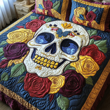 Floral Skull 3-Piece Quilted Bedding Set GFTONL3703
