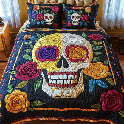 Floral Skull 3-Piece Quilted Bedding Set GFTONL3704