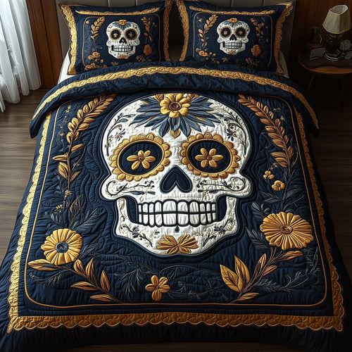 Sugar Skull 3-Piece Quilted Bedding Set GFTONL3706