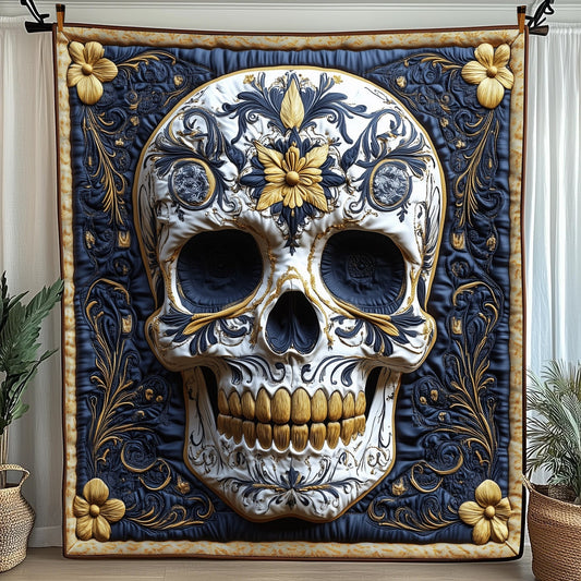 Intricate Floral Skull Quilted Blanket GFTONL3707