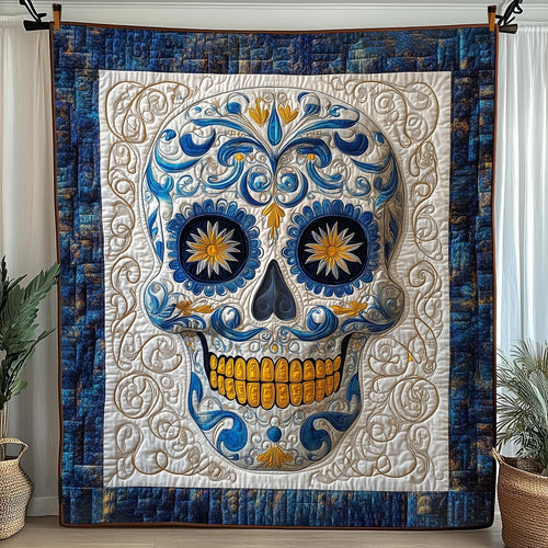Intricate Floral Skull Quilted Blanket GFTONL3709