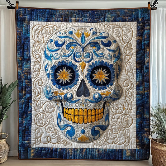 Intricate Floral Skull Quilted Blanket GFTONL3709