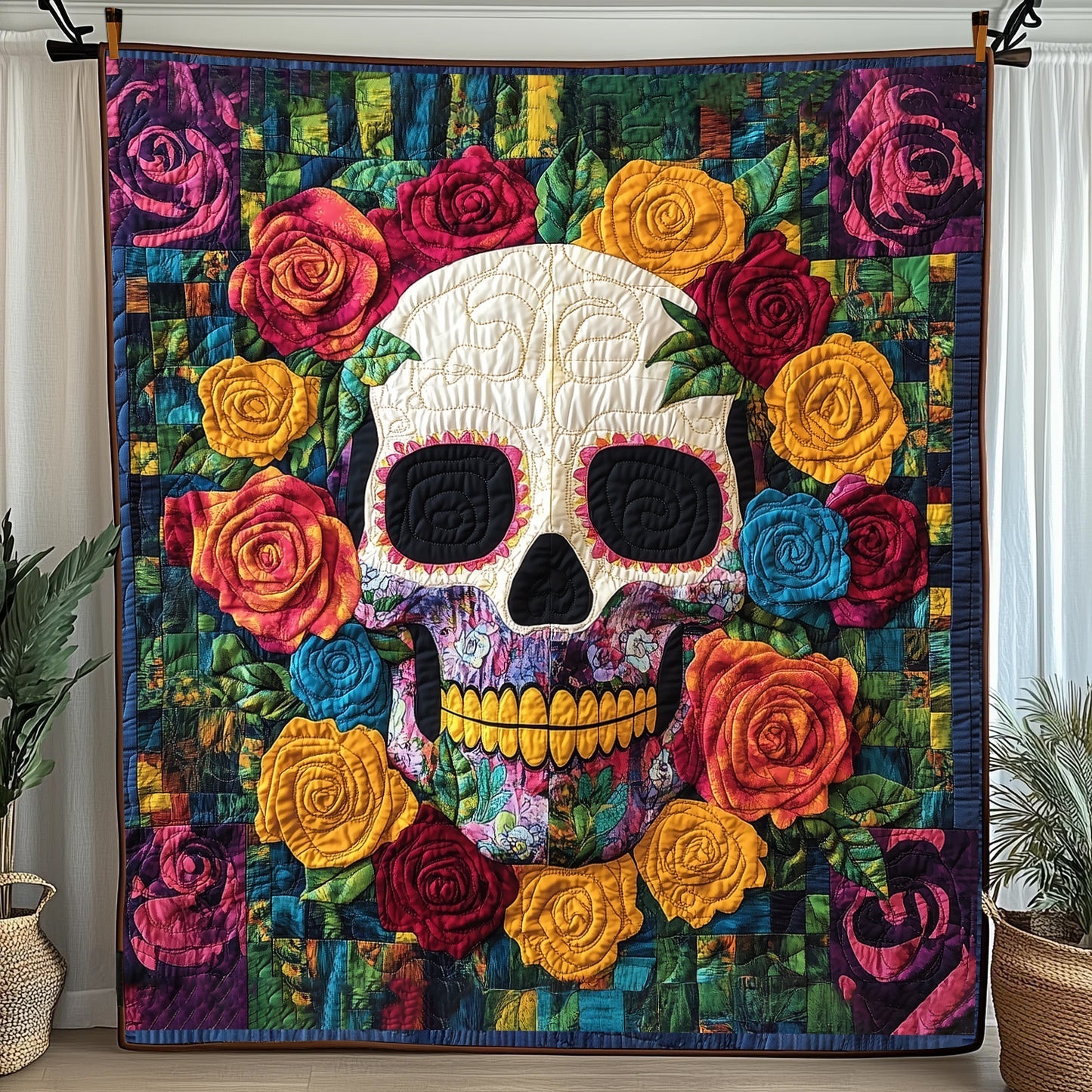 Rose Skull Quilted Blanket GFTONL3710