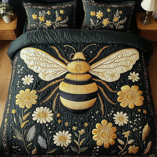 Floral Bee 3-Piece Quilted Bedding Set GFTONL3751
