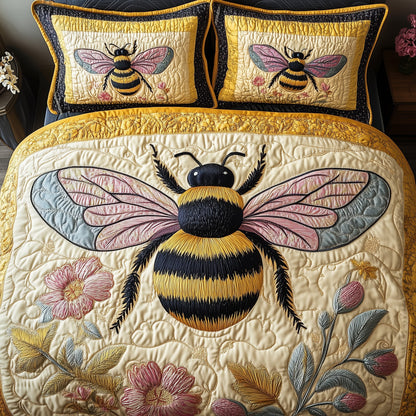 Floral Bee 3-Piece Quilted Bedding Set GFTONL3752