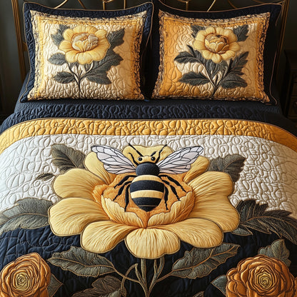 Floral Bee 3-Piece Quilted Bedding Set GFTONL3753