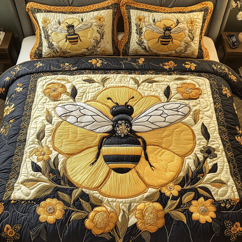 Floral Bee 3-Piece Quilted Bedding Set GFTONL3754