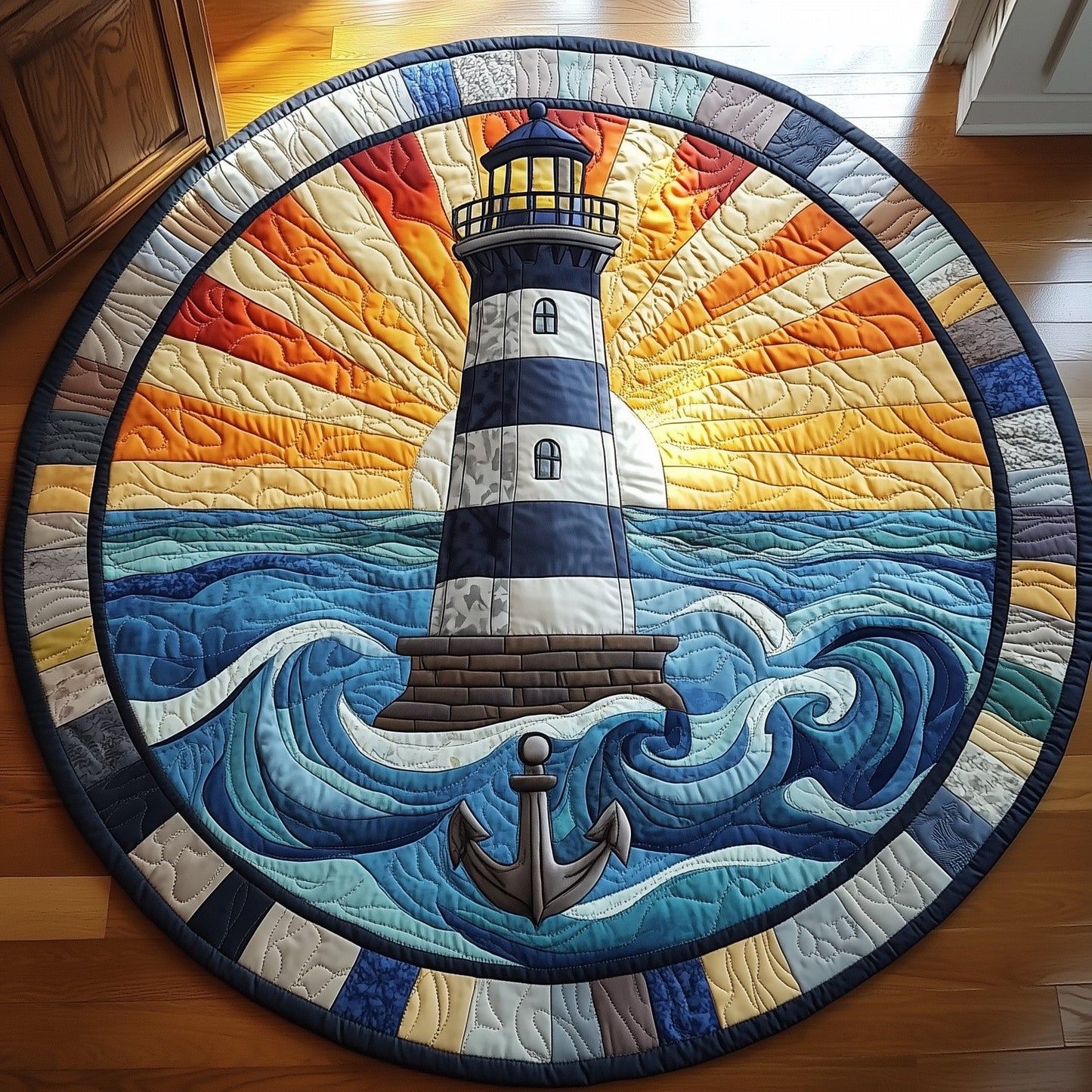 Nautical Lighthouse Quilted Round Mat GFTONL3771