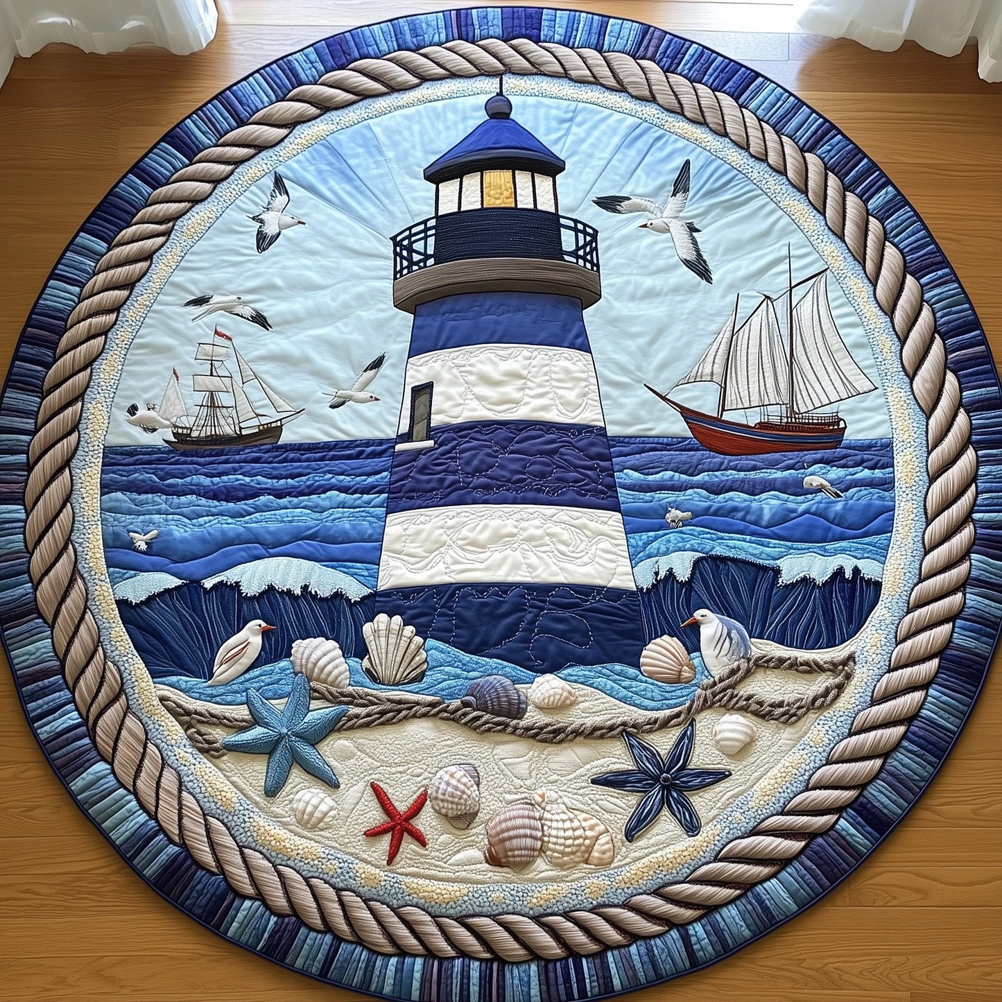 Nautical Lighthouse Quilted Round Mat GFTONL3773