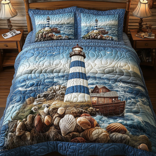 Peaceful Lighthouse 3-Piece Quilted Bedding Set GFTONL3782
