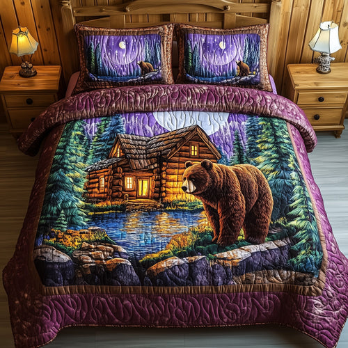 Cabin And Bear 3-Piece Quilted Bedding Set GFTONL3786