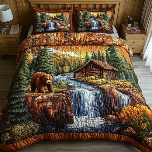 Cabin And Bear 3-Piece Quilted Bedding Set GFTONL3787
