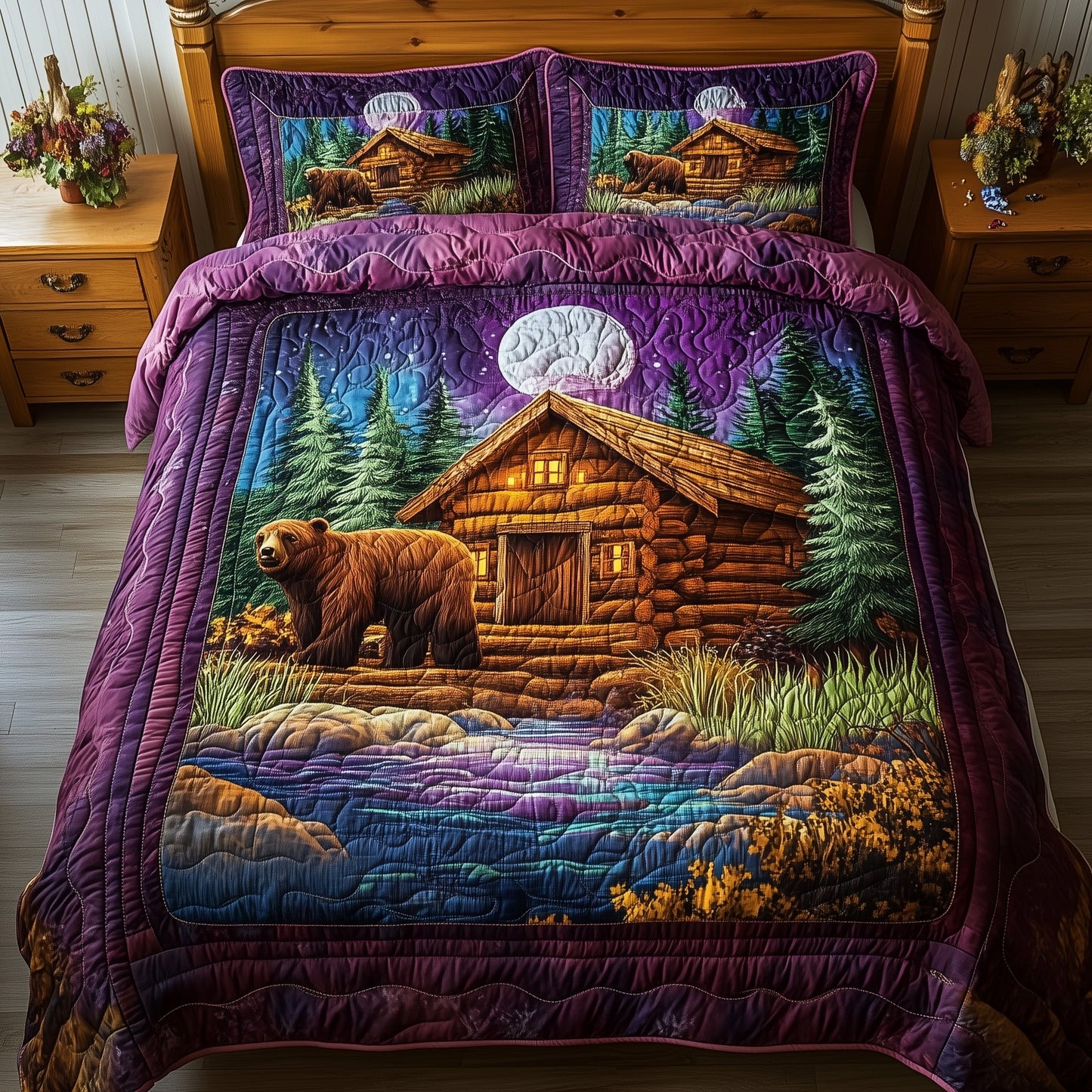 Cabin And Bear 3-Piece Quilted Bedding Set GFTONL3791