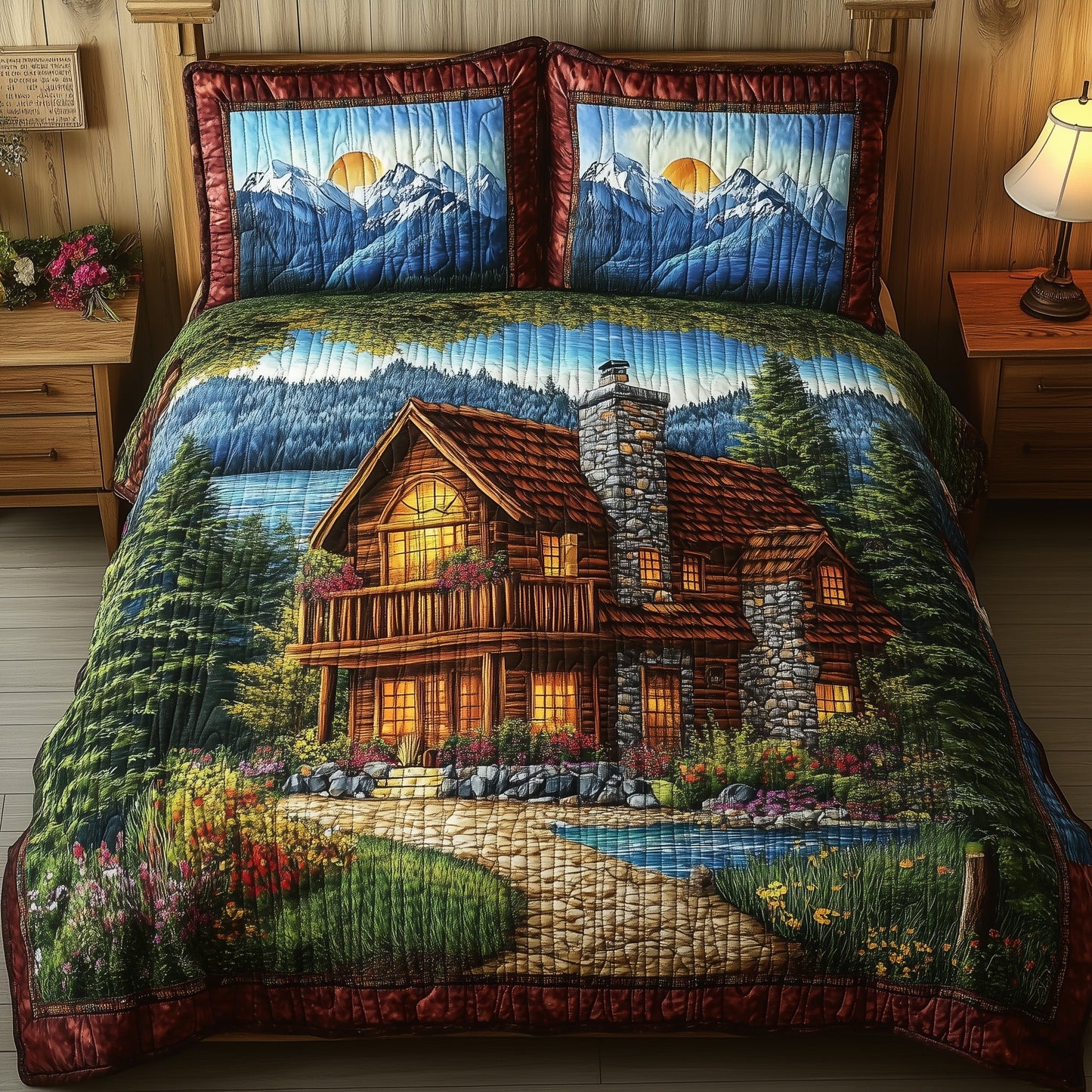 Harmony Lake Vỉew 3-Piece Quilted Bedding Set GFTONL3802