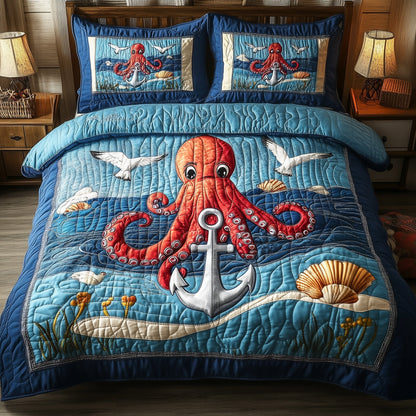 Octopus Anchor 3-Piece Quilted Bedding Set GFTONL3805