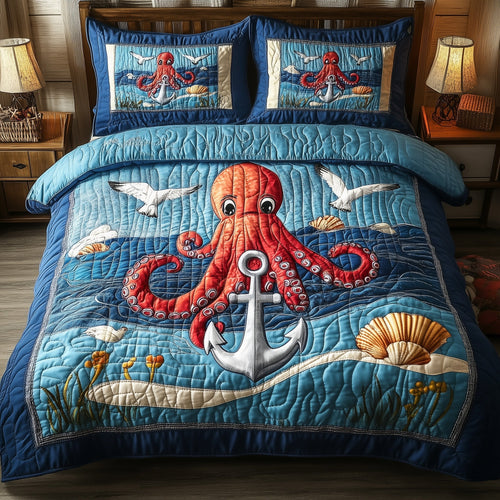Octopus Anchor 3-Piece Quilted Bedding Set GFTONL3805
