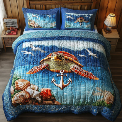 Turtle Anchor 3-Piece Quilted Bedding Set GFTONL3806
