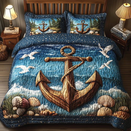 Nautical Anchor 3-Piece Quilted Bedding Set GFTONL3807
