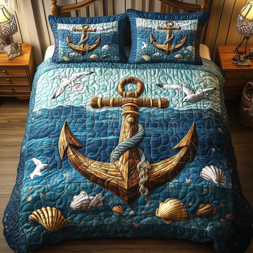 Nautical Anchor 3-Piece Quilted Bedding Set GFTONL3808