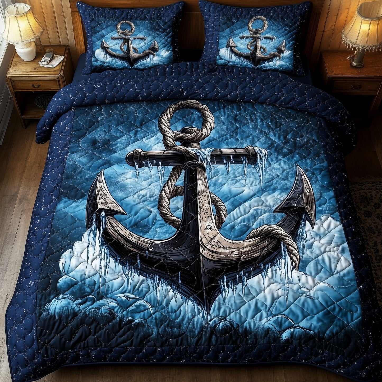 Icy Anchor 3-Piece Quilted Bedding Set GFTONL3813