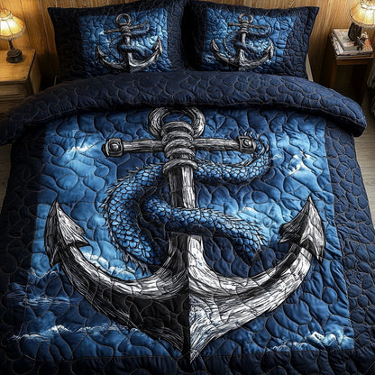 Blue Anchor 3-Piece Quilted Bedding Set GFTONL3814