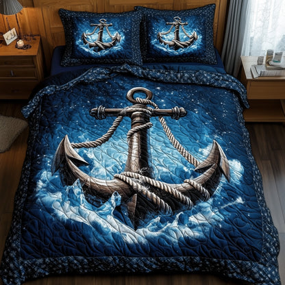 Blue Anchor 3-Piece Quilted Bedding Set GFTONL3824