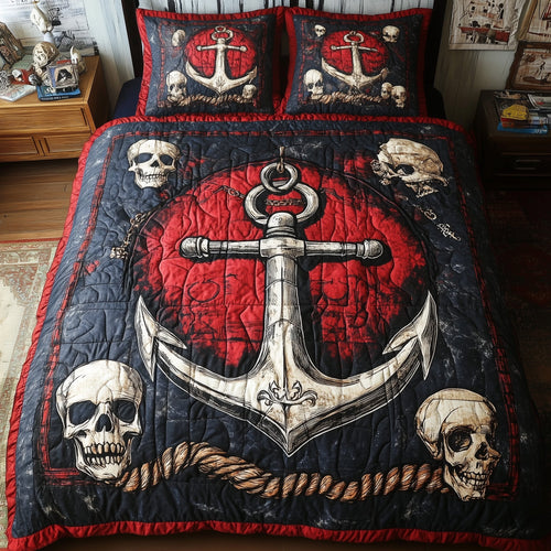 Skull Anchor 3-Piece Quilted Bedding Set GFTONL3825