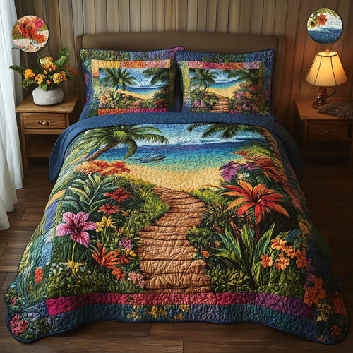 Tropical Path 3-Piece Quilted Bedding Set GFTONL3836