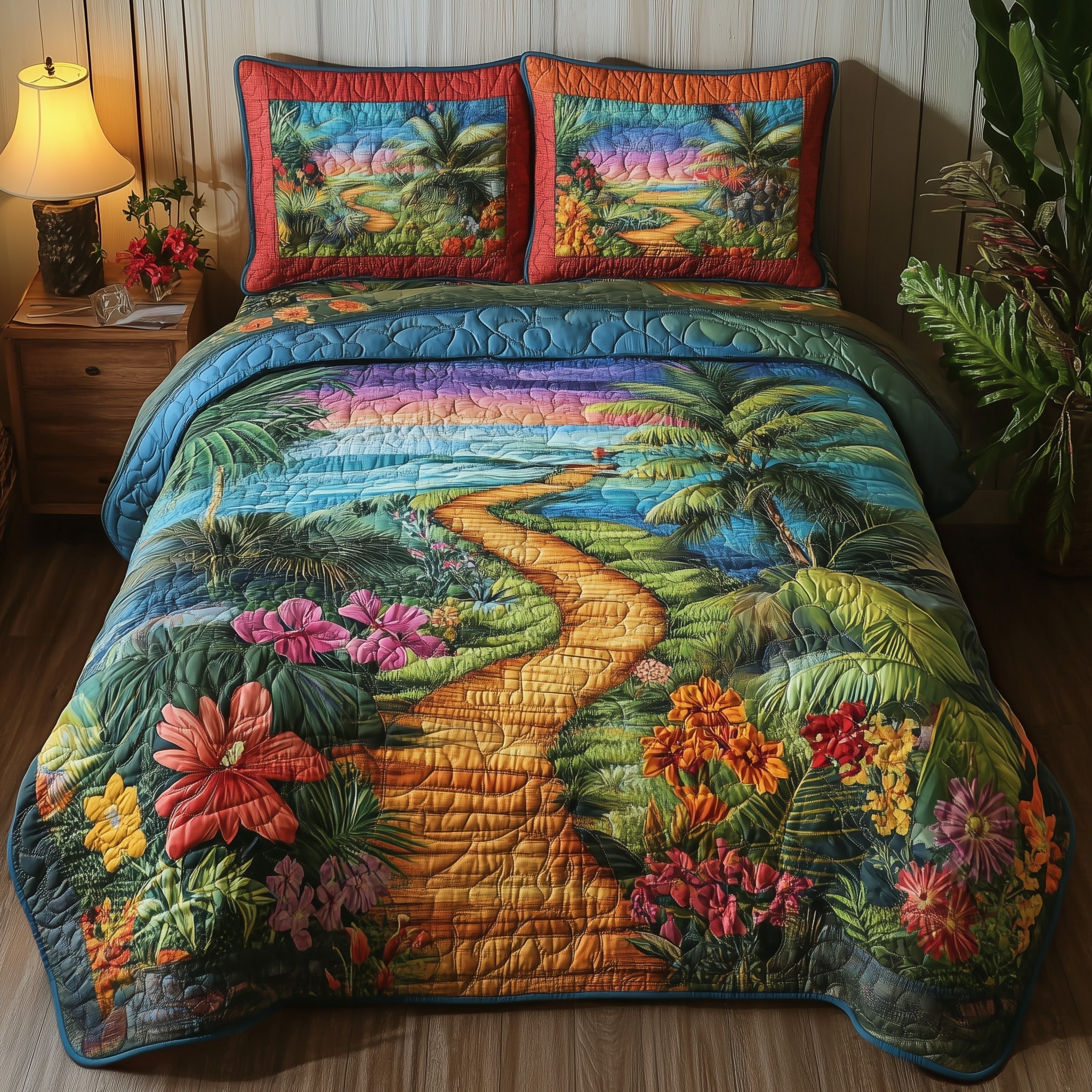 Tropical Path 3-Piece Quilted Bedding Set GFTONL3838 – Patchique Store