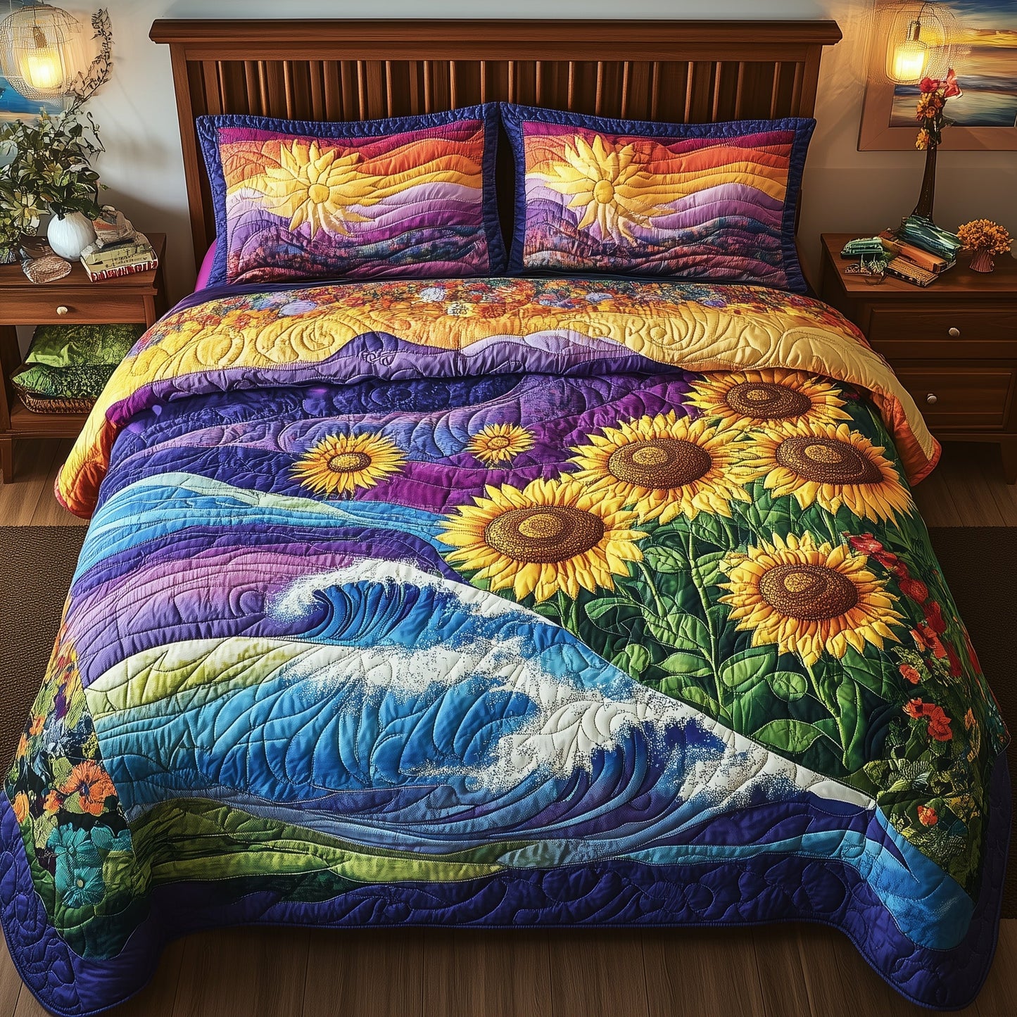 Sunflower Paradise 3-Piece Quilted Bedding Set GFTONL3851